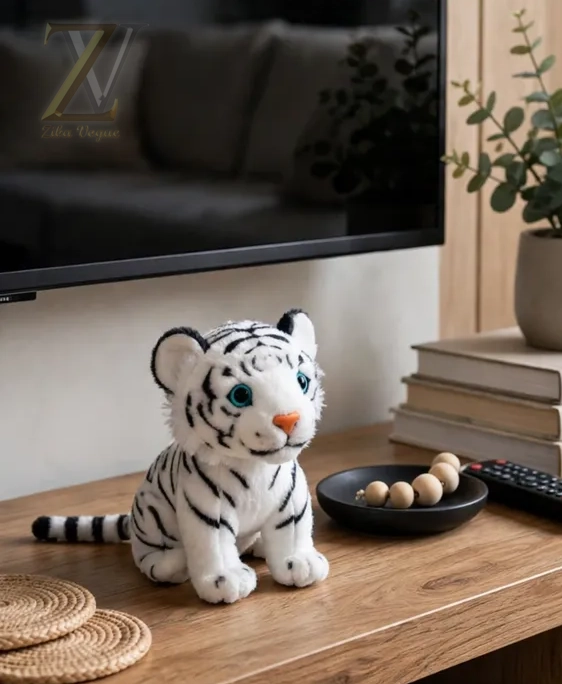 White Tiger Plush Toy – Cute Striped Tiger